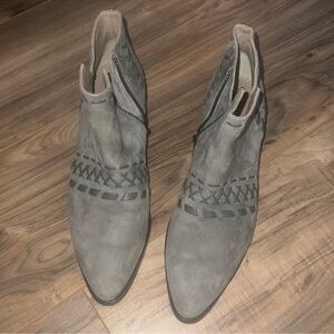 Donald J. Pliner Gray Heeled Boots with Braided Detail